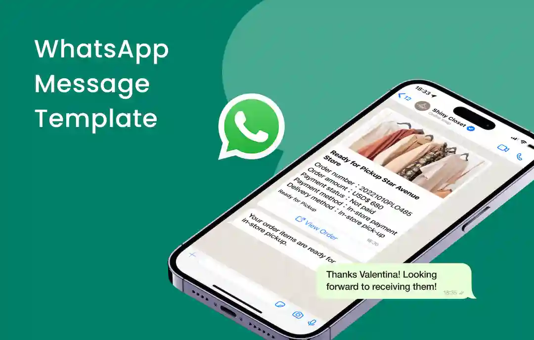 Screenshot of a WhatsApp marketing template for promotions using WhatsApp Cloud API.